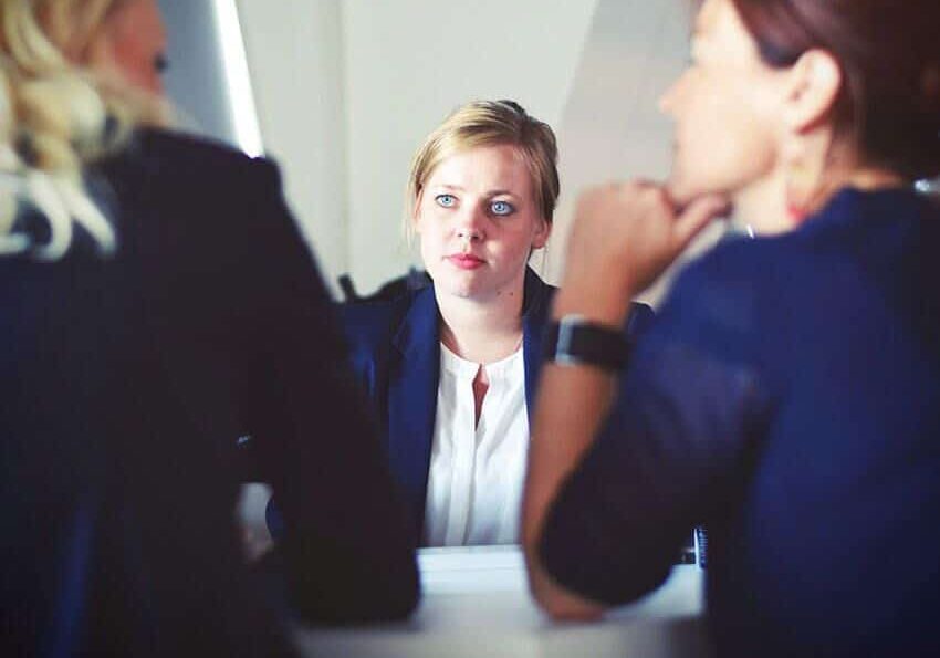 Women discussing issue